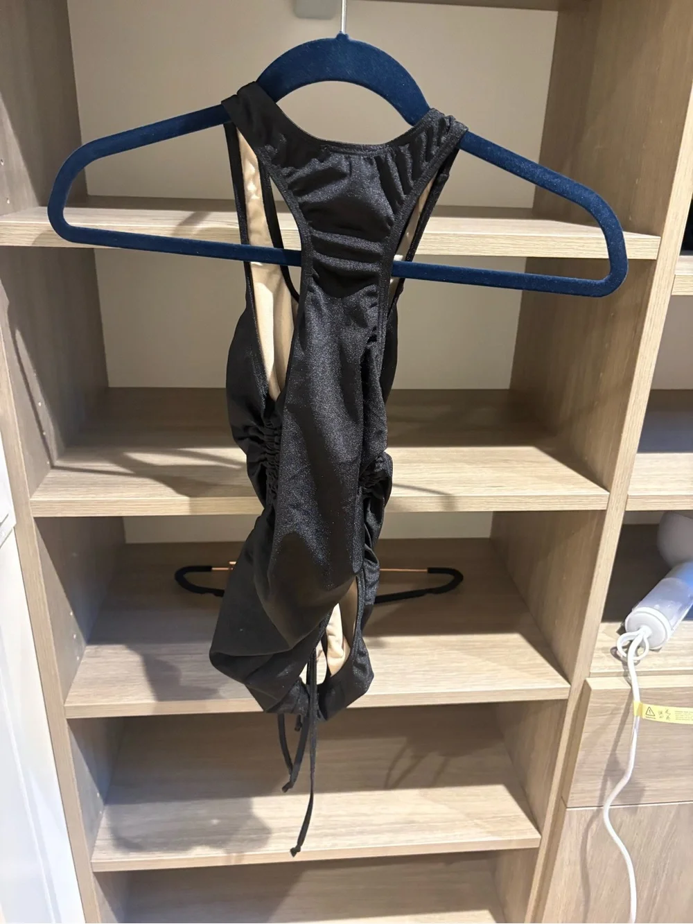 Girls' Black Adjustable Side-Ruch One-Piece Swimsuit